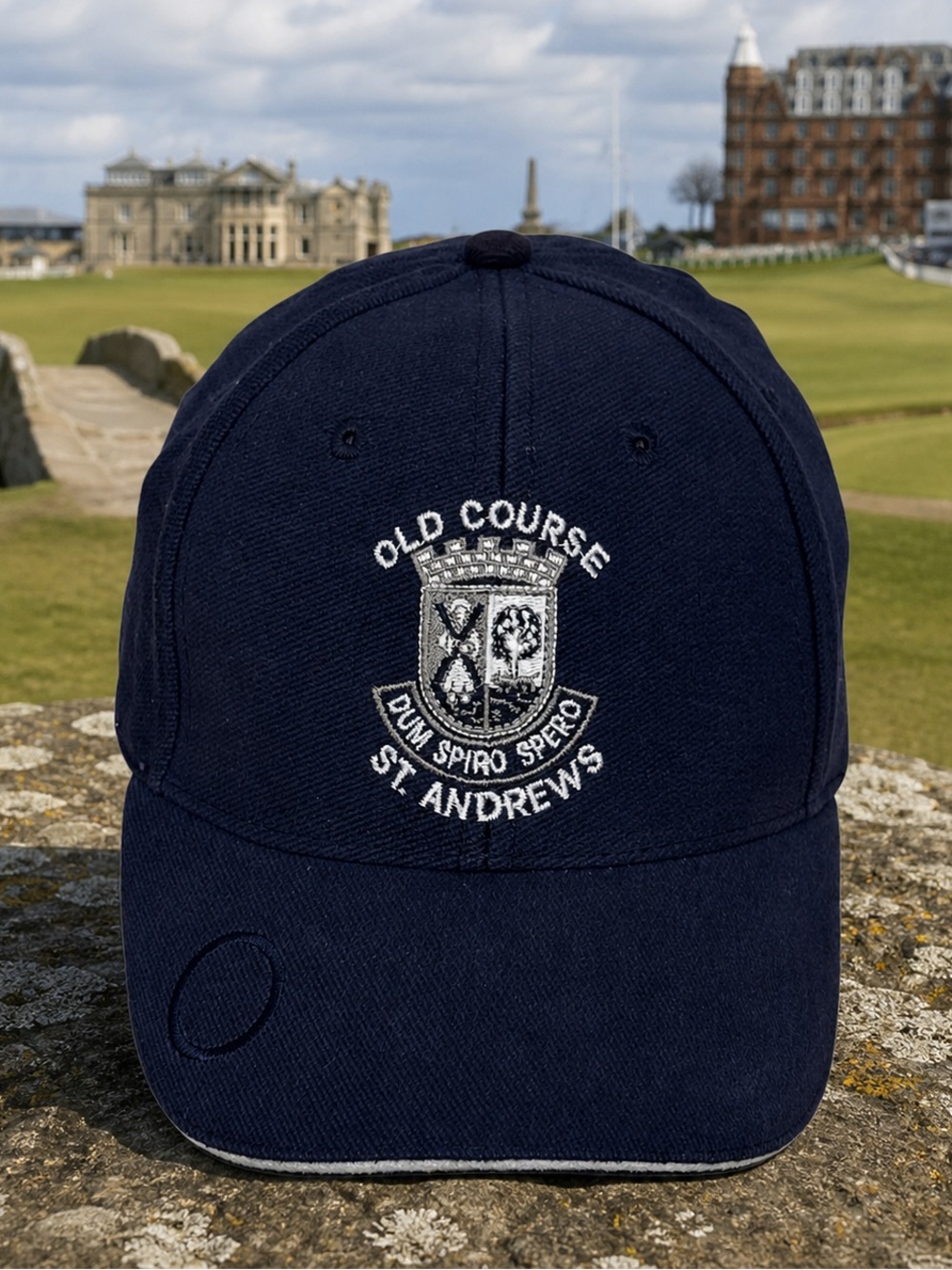 Vintage Old Course St. Andrews Logo Crest Blue White Embroidered Hat Cap OSFA